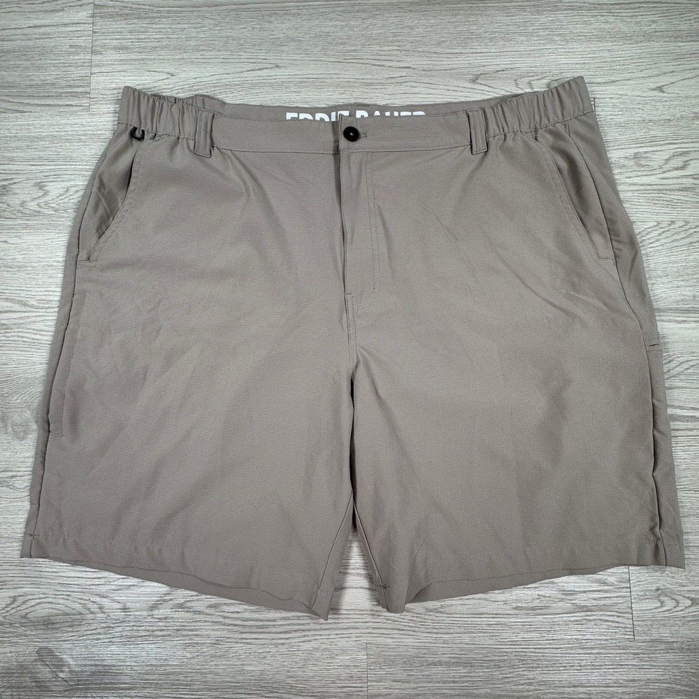 Eddie Bauer‎ Men's Shorts Hiking Outdoor Trail Taupe XXL Elastic Waist Pockets